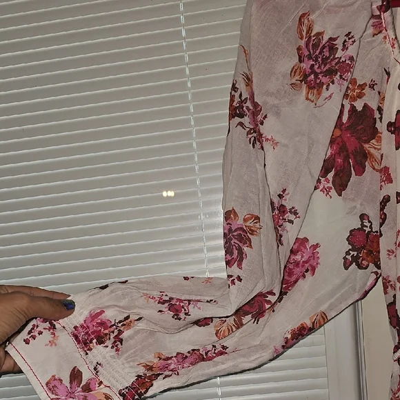 Free People Cream and Burgundy Floral Dress - Picture 6 of 8